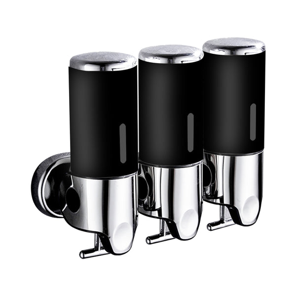 3 Bottles Bathroom Shower Soap Shampoo Gel Dispenser Pump Wall 1500ml Black - Lets Party