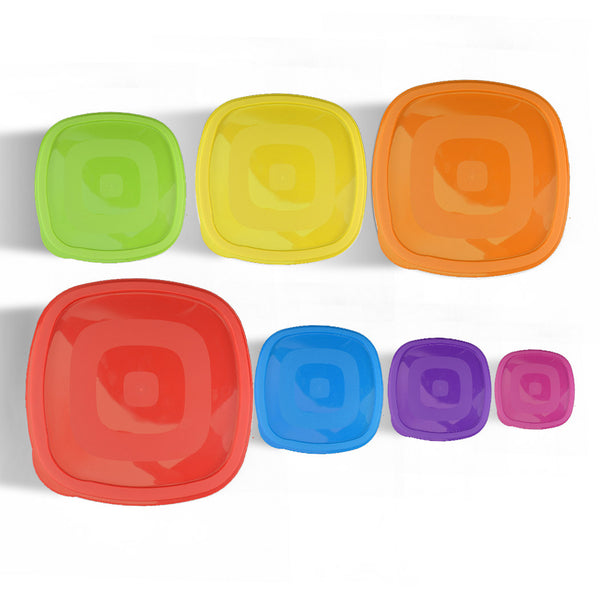 Set of 7 Reusable Bowl Food Fresh Keeping Sealing Lid Container Cover Plastic AU - Lets Party