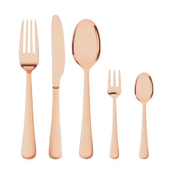 Stainless Steel Cutlery Set Glossy Knife Fork Spoon Child Travel Rose Gold 30pcs - Lets Party