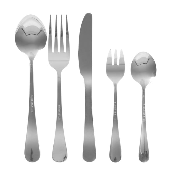 Tableware Cutlery Set Stainless Steel Knife Fork Spoon Kitchen Child Silver 60PC - Lets Party