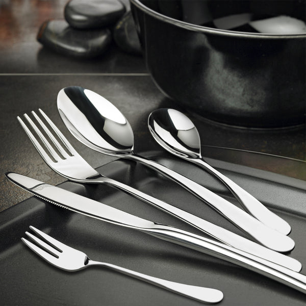 Cutlery Set Stainless Steel Knife Fork Spoon Kitchen Tableware Set Silver 120PCS - Lets Party