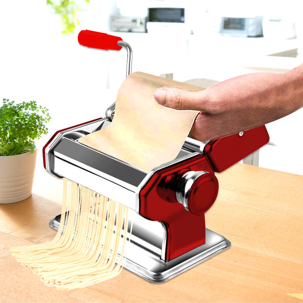 150mm Stainless Steel Pasta Making Machine Noodle Food Maker 100% Genuine Red - Lets Party