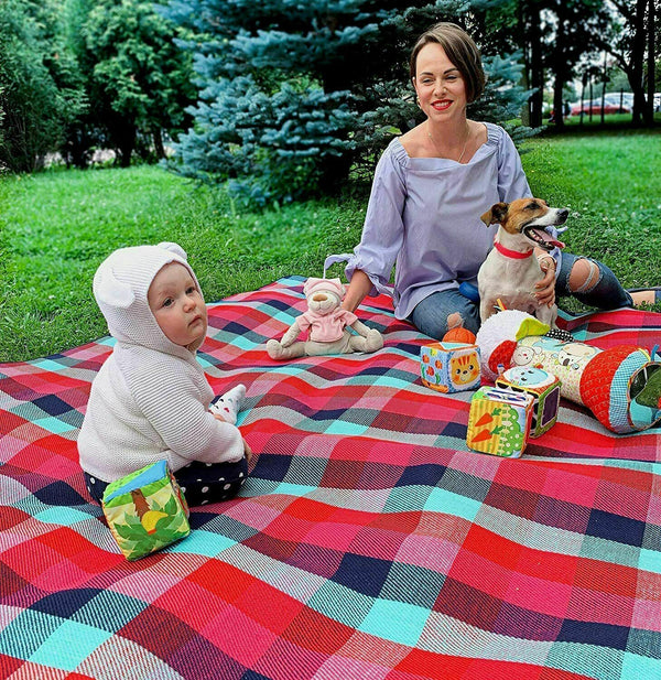 3X3m Extra Large Picnic Blanket Cashmere Rug Waterproof Mat Camping Outdoor - Lets Party