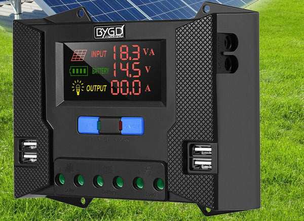 30A Solar Panel Charge Controller Regulator 12V/24V auto 4 USB Battery 5V Output - Lets Party