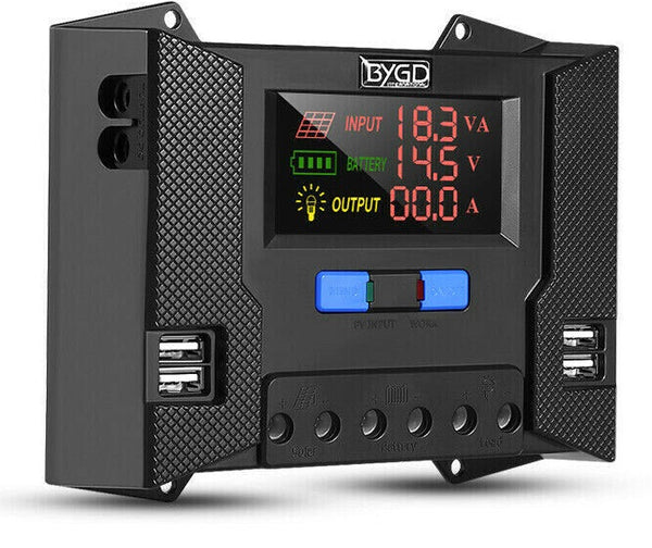 30A Solar Panel Charge Controller Regulator 12V/24V auto 4 USB Battery 5V Output - Lets Party