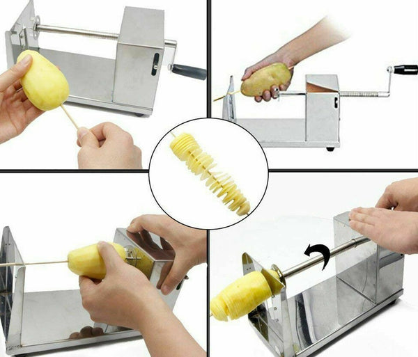 Potato Twister Tornado Slicer Cutter Vegetable Spiral Machine Stainless Steel  - Lets Party