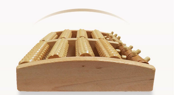 LARGE Wooden Foot Pain Massager 5 Roller Care Reflexology Relax Stress Relief  - Lets Party