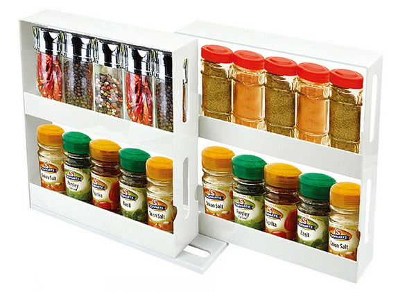 Slide Cabinet Organiser Rack Storage Pantry Kitchen Shelf Spice Jars Can Holder - Lets Party