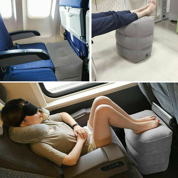 Inflatable Foot Rest Cushion Travel Air Pillow Office Home Leg Footrest Relax - Lets Party