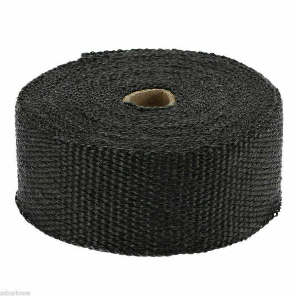 Heat Resistant 2000F Exhaust Wrap Black 15M*50mm + 10 Stainless Steel Ties - Lets Party