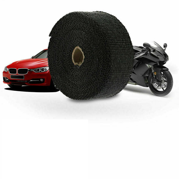 Heat Resistant 2000F Exhaust Wrap Black 15M*50mm + 10 Stainless Steel Ties - Lets Party