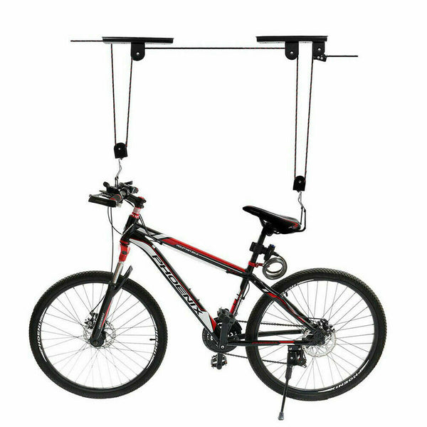 Bike Bicycle Lift Ceiling Mounted Hoist Storage Garage Hanger Rack Metal Pulley - Lets Party