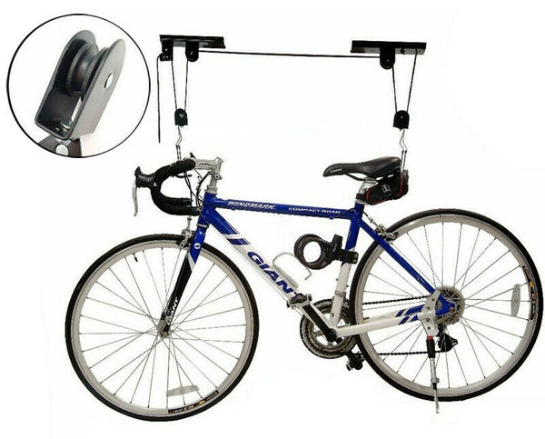 Bike Bicycle Lift Ceiling Mounted Hoist Storage Garage Hanger Rack Metal Pulley - Lets Party