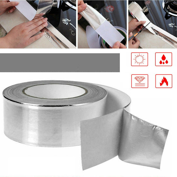 Heat Shield Aluminium Foil Adhesive Tape Duct Sealing Silver Repair Waterproof - Lets Party