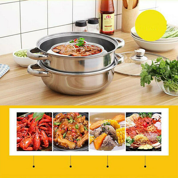 Stainless Steel Steamer Meat Vegetable Cooking Steam Pot Cookware  - Lets Party