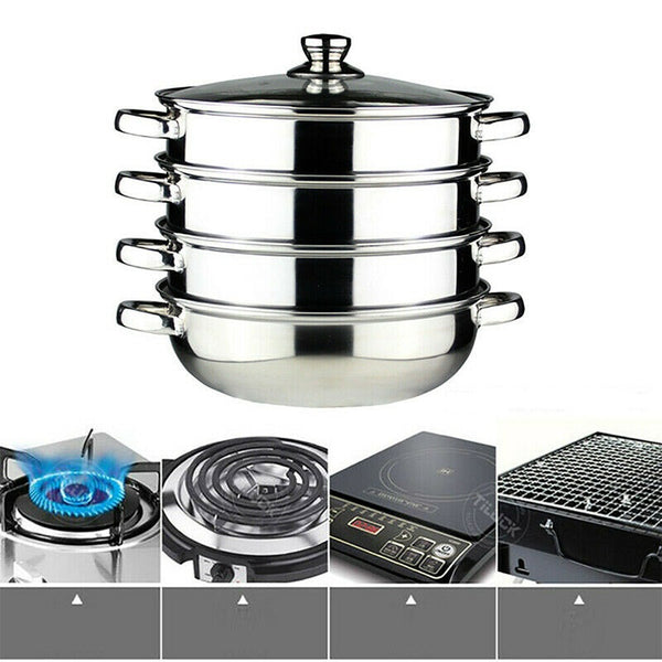 Stainless Steel Steamer Meat Vegetable Cooking Steam Pot Cookware  - Lets Party