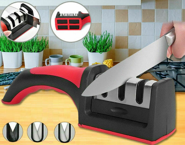 Knife Sharpener 3 Stage Kitchen Diamond Sharp Knives Sharpening Tool - Lets Party