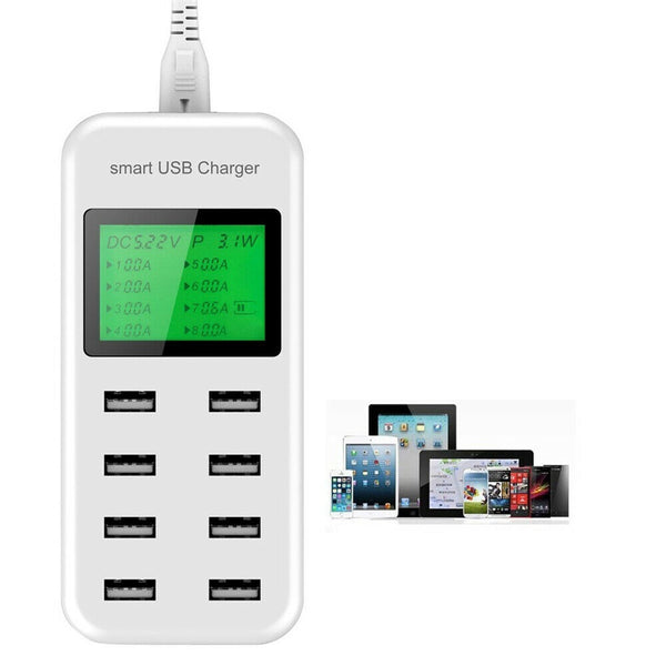 8 Port Smart USB Fast Charging Station Wall Charger for iPhone iPad Samsung  - Lets Party