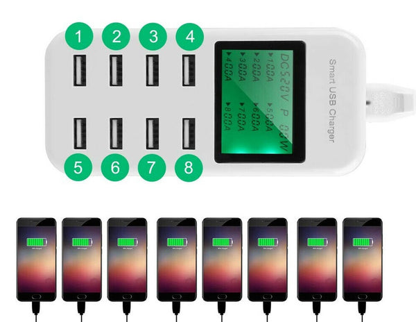 8 Port Smart USB Fast Charging Station Wall Charger for iPhone iPad Samsung  - Lets Party