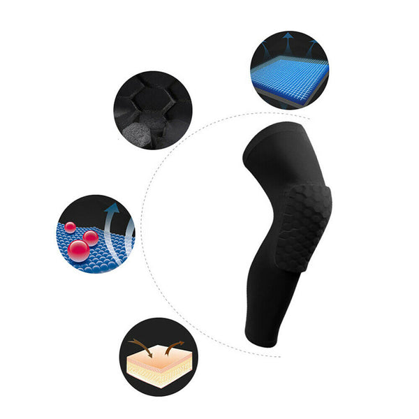 Leg Long Sleeve Protector Support Brace Honeycomb Pad Basketball Knee Crashproof - Lets Party