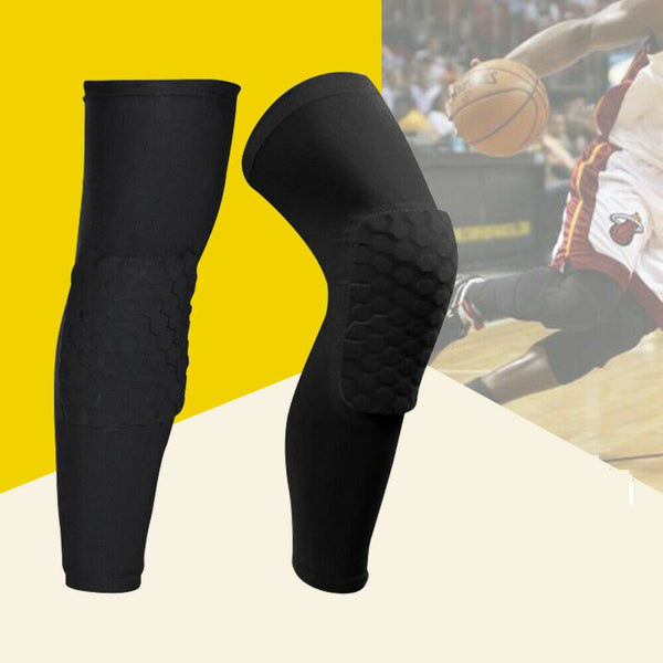 Leg Long Sleeve Protector Support Brace Honeycomb Pad Basketball Knee Crashproof - Lets Party