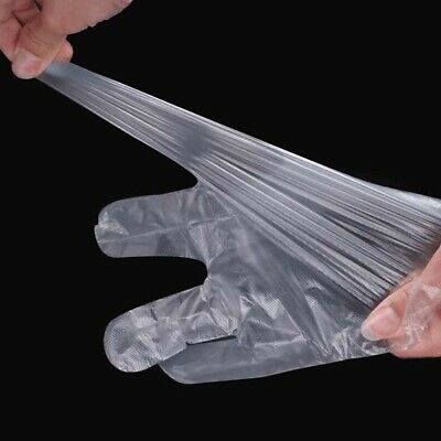 100PCS Disposable Plastic Gloves Transparent Food Handling Hygienic Catering - Lets Party