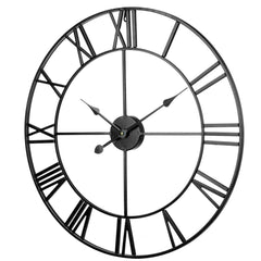 60/80cm Large Wall Clock Roman Numerals Giant Round Face Black Outdoor Garden
