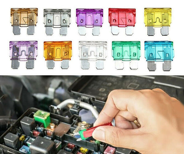 100 Standard Blade Auto Car Assorted Fuse Assortment Kits Sets 2A-35A With Box - Lets Party