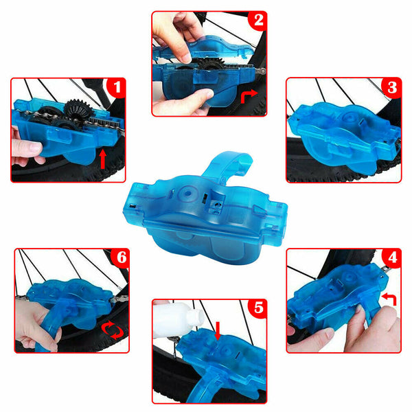 Bicycle Chain Cleaner Bike Wash Tool Cycling Scrubber Cleaning Brushes Wheel - Lets Party