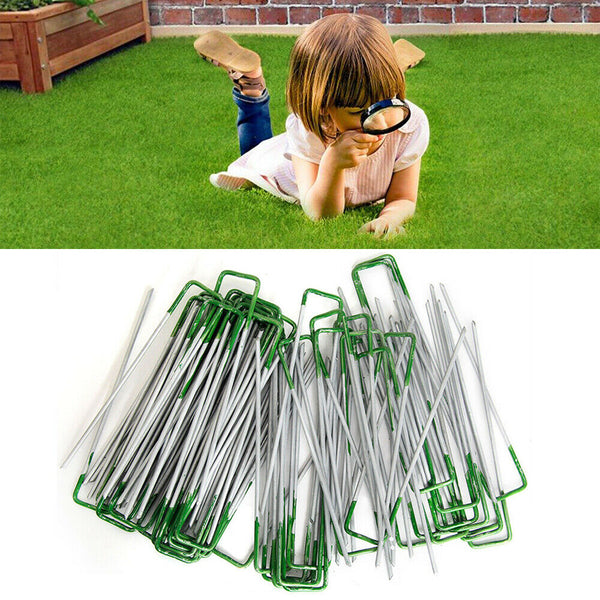 Primeturf Synthetic Artificial Grass Pins Fake Lawn Turf Weedmat U Pegs Plants - Lets Party