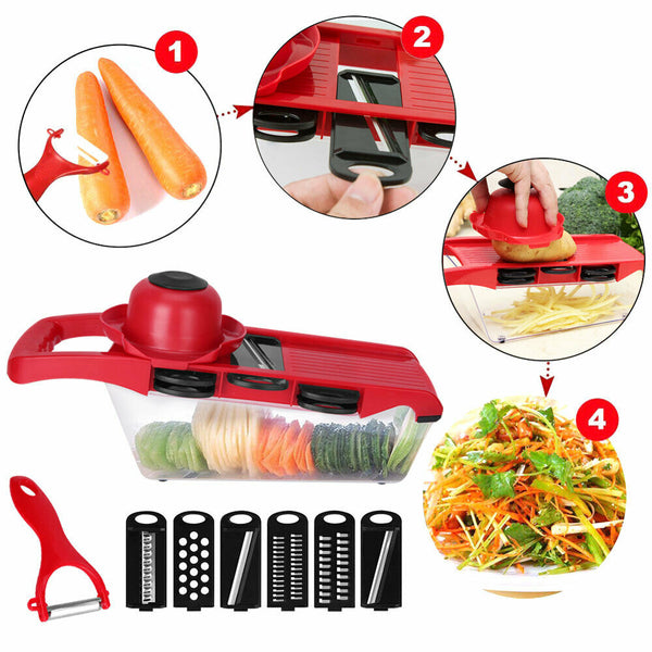 Kitchen Vegetable Slicer Cutter Mandoline Veg Peeler Carrot Onion Cheese Grater - Lets Party