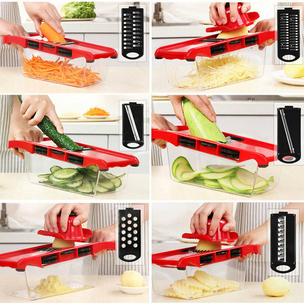 Kitchen Vegetable Slicer Cutter Mandoline Veg Peeler Carrot Onion Cheese Grater - Lets Party