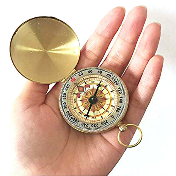 Classic Portable Brass Compass Camping Survival Outdoor Hiking Watch Map - Lets Party