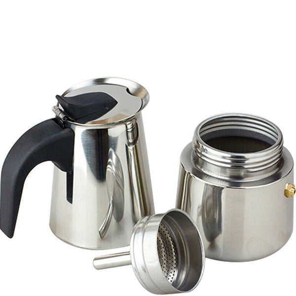 Cup Percolator Stove Top Coffee Maker Moka Espresso Latte Stainless Pot - Lets Party