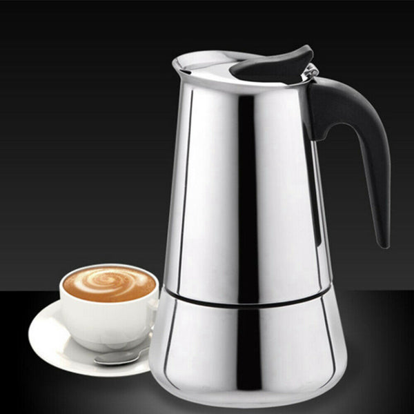 Cup Percolator Stove Top Coffee Maker Moka Espresso Latte Stainless Pot - Lets Party