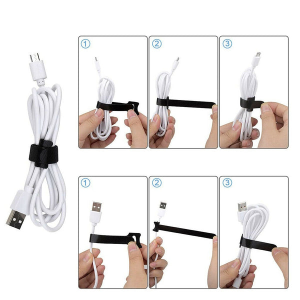 100pcs Reusable Cable Tie Nylon Hook Loop Strap Cord Ties PC TV Organiser AU - Lets Party