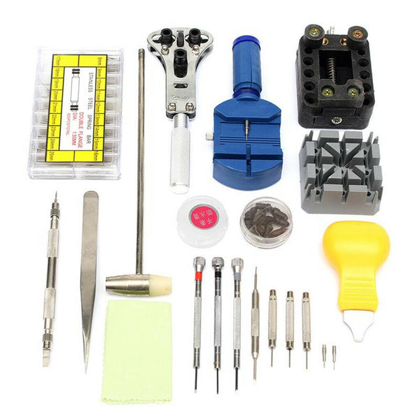 380Pcs Watch Repair Tool Kit Watchmaker Back Case Opener Remover Spring Pin Bars - Lets Party