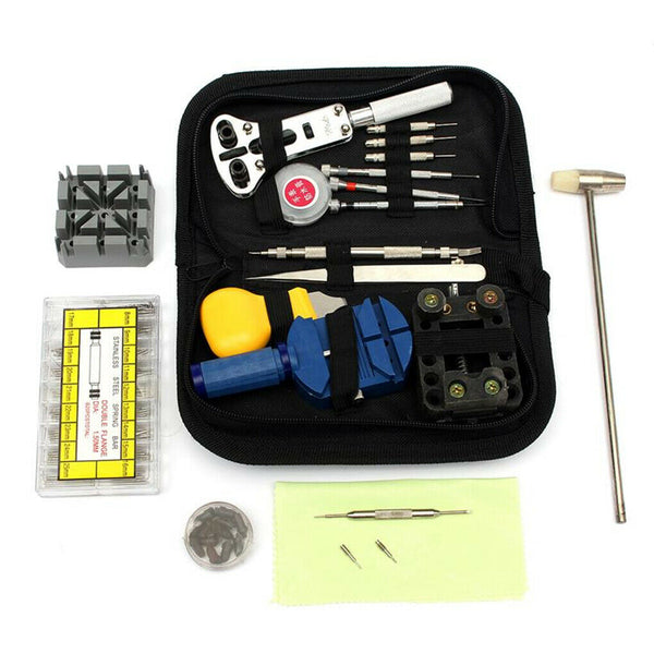 380Pcs Watch Repair Tool Kit Watchmaker Back Case Opener Remover Spring Pin Bars - Lets Party