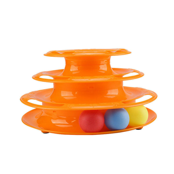 3 Layer Funny Cat Toy Plastic Tower Interactive Track Ball Playing Game AU - Lets Party