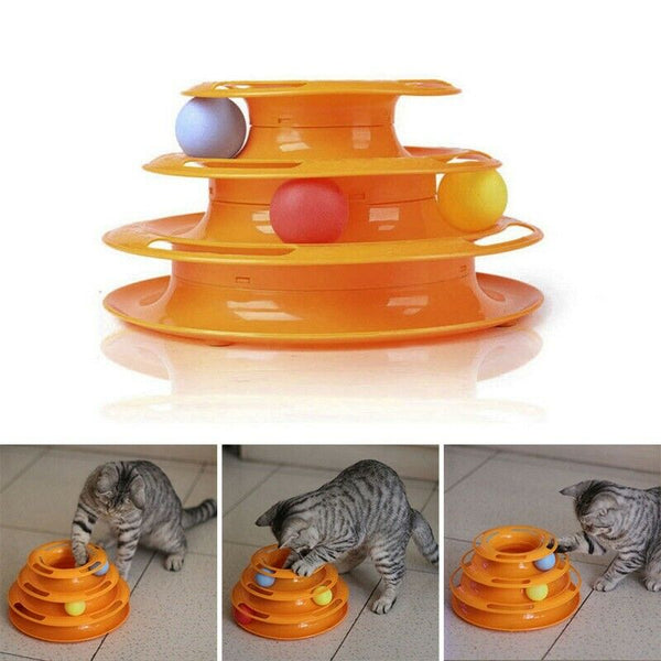 3 Layer Funny Cat Toy Plastic Tower Interactive Track Ball Playing Game AU - Lets Party