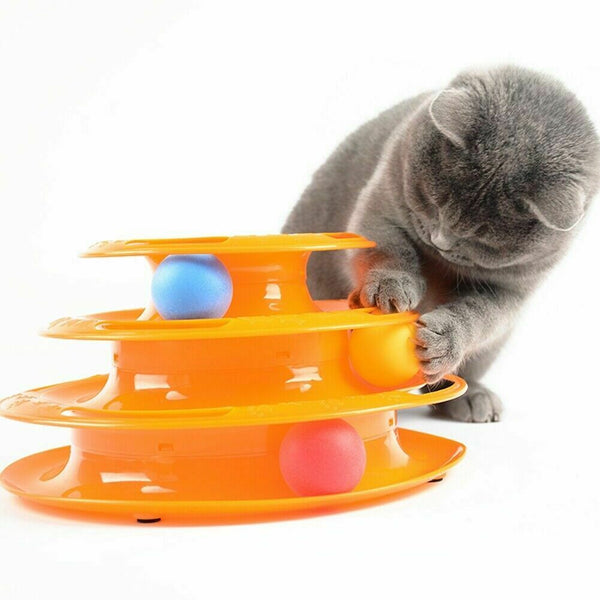 3 Layer Funny Cat Toy Plastic Tower Interactive Track Ball Playing Game AU - Lets Party