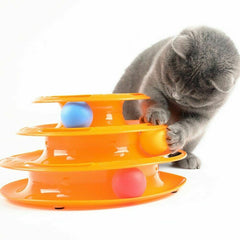 3 Layer Funny Cat Toy Plastic Tower Interactive Track Ball Playing Game AU