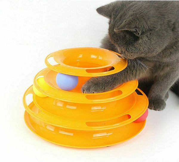 3 Layer Funny Cat Toy Plastic Tower Interactive Track Ball Playing Game AU - Lets Party