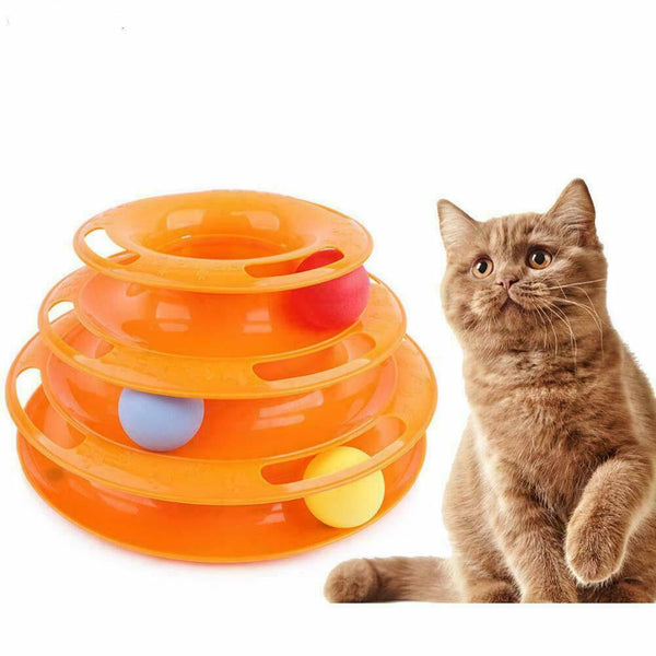 3 Layer Funny Cat Toy Plastic Tower Interactive Track Ball Playing Game AU - Lets Party