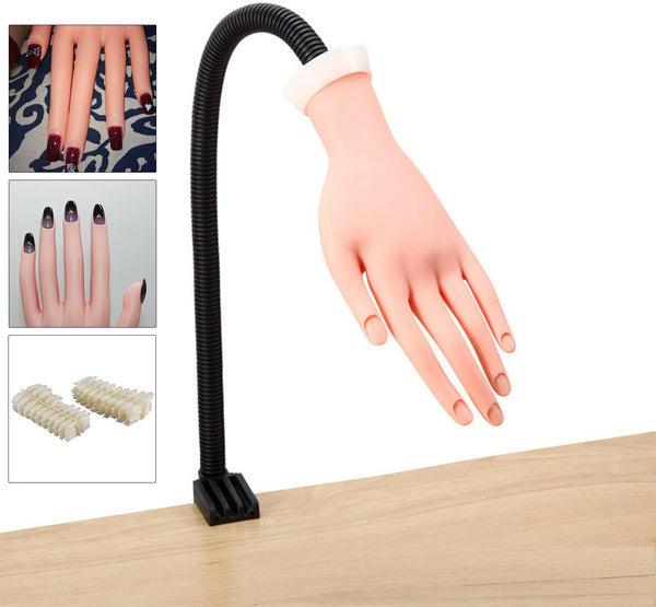 Flexible Nail Art Practice Training Model Trainer Hand Refit Replace Tip - Lets Party