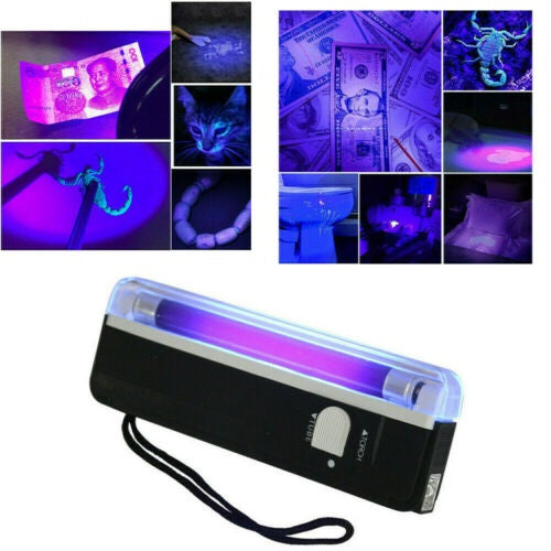 Handheld UV Light Torch Blacklight Bill Money Verify Detector Checker Portable - Lets Party