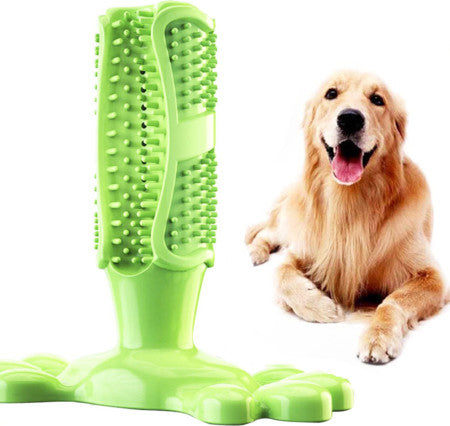 Dog Chew Toys Pet Puppy Toothbrush Molars Cleaning Brush Teeth Rubber Bite Ball - Lets Party