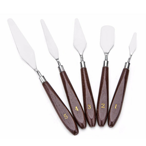 5Pcs Stainless Steel Artist Oil Painting Palette Knife Spatula Paint Tools Set - Lets Party