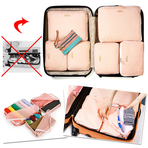 Set of 5 Travel Bag Organiser Toiletry Clothes Case Tidy Bags Suitcase Luggage - Lets Party