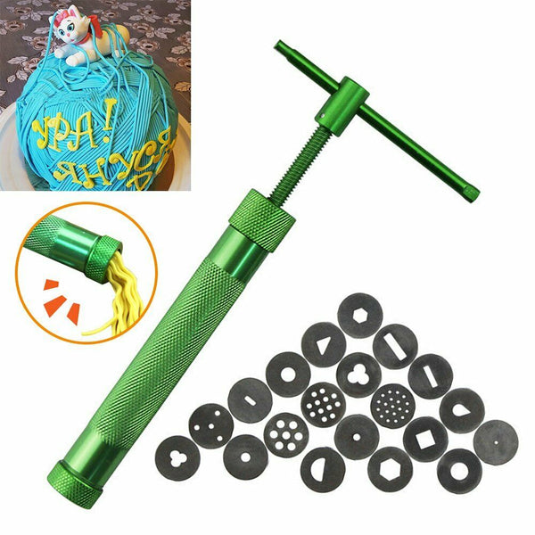 DIY Polymer Clay Gun Extruder Sculpey Sculpting Tool w/ 20 Discs Cake Tool Craft - Lets Party